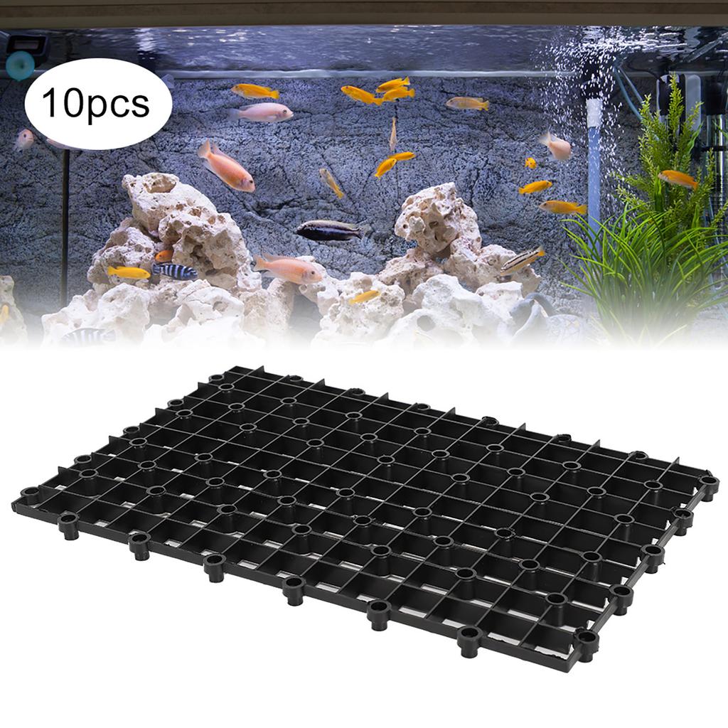 10Pcs Plastic Splicing Aquarium Filter Bottom Grid Plate Screen for Aquarium Fish Tank UseBlack