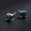 Emerald Green Zircon Square Earrings for Women - Elegant and Simple Temperament Design