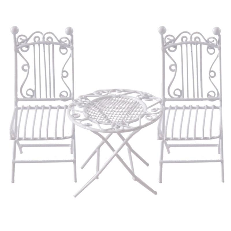 Набор миниатюрной мебели из кованого железа ручной работы: журнальный столик и стулья для кукольных домиков 1/12, модель, реквизит для отображения садовой сцены
