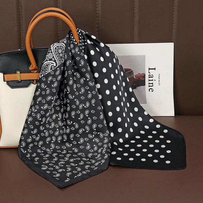 Роскошный атласный шелковый квадратный шарф с принтом для женщин, шаль, хиджаб, шейный платок, женская лента для волос, повязка на голову, модная бандана, новинка