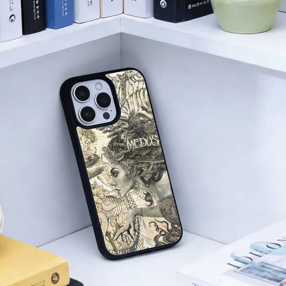Темный Витиеватый Коллаж Чехол для Телефона Для iPhone 14,16,15,13,17,12,Plus,Pro,Max Магнитный Для Magsafe Матовый Чехол