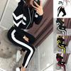 Two Pieces Set Women Europe America Autumn Hooded Fleece Suit Two-piece Show Hilum Sports Set Hooded Sportswear Set