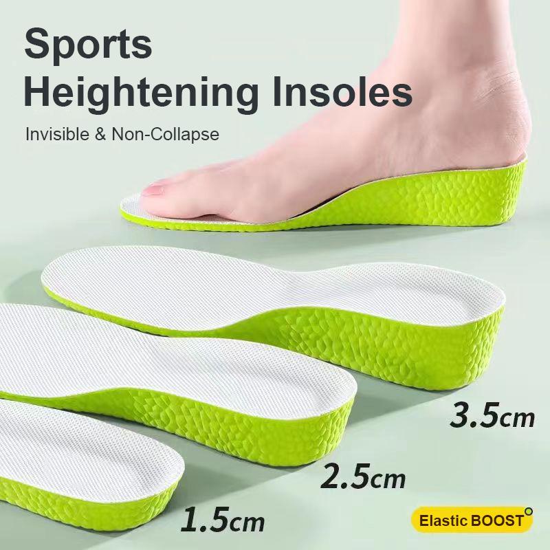 Невидимые стельки для увеличения роста 1,5-3,5 см, зеленые стельки из пены с эффектом памяти, подошва для обуви, дышащая, удобная для мужчин и женщин, уход за ногами