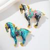 Vintage  Enamel Colored Horse Brooch Creative Personality Pin Casual Party Accessories  Year Trendy Jewelry Gifts