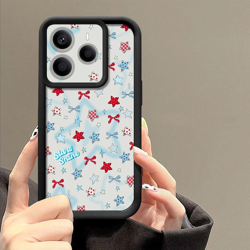 Blue Stars Bowknots Pattern Case For Xiaomi Redmi Note 14 13 Pro 5G 4G 12 11 Funda Xiaomi 14T 13T 11T Pro Shockproof Bumper Silicone Cover