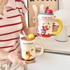 Милая керамическая кружка с крышкой и соломинкой, чашка для пары, домашняя чашка, практичный подарок на день рождения для девочек