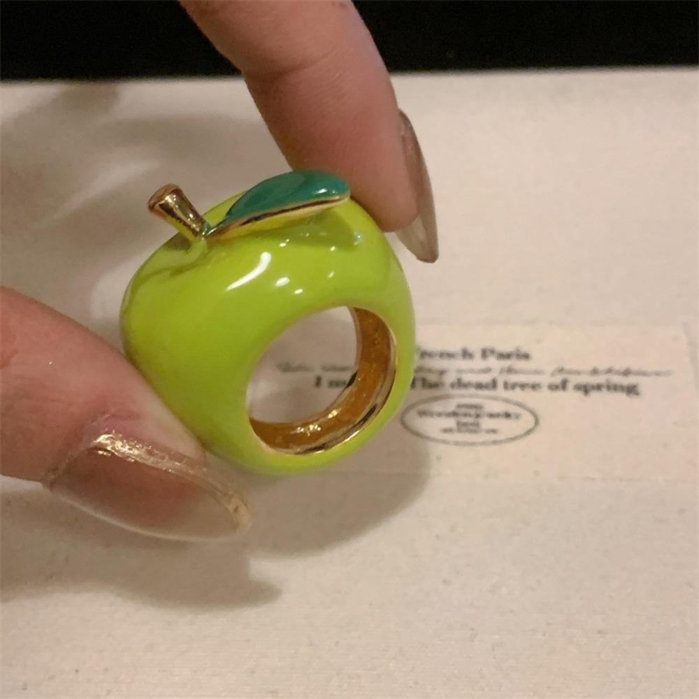 Cherry Drip Oil Ring Lemon Fruit Enamel Ring Personality Painting Ring Women