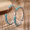 Vintage Turquoise Hoop Earrings Boho Style Circle Statement Earrings Elegant Plated Jewelry for Women