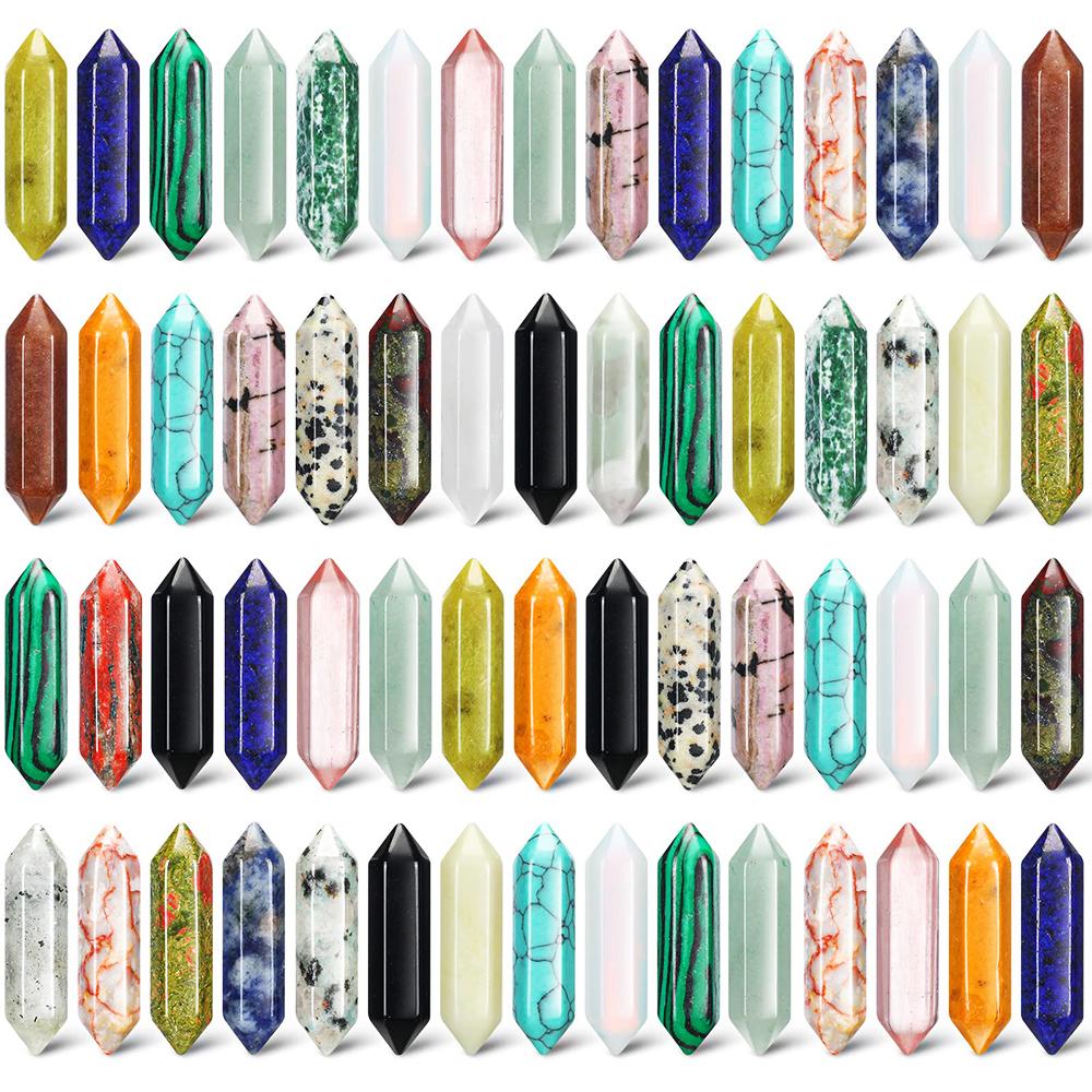 50 шт. Натуральный Кристалл Камень Двухконечная Аметистовая Колонна Резьба Самоцвет Рейки Исцеление Украшение Домашний Декор Коллекционные Предметы Подарок