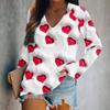 Women's Long Sleeved T-shirt V-neck Valentine's Day Print Casual And Comfortable Top