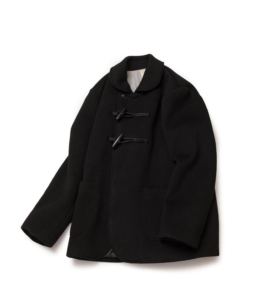 Cotton Bell Round Collar Duffle Coat - Black