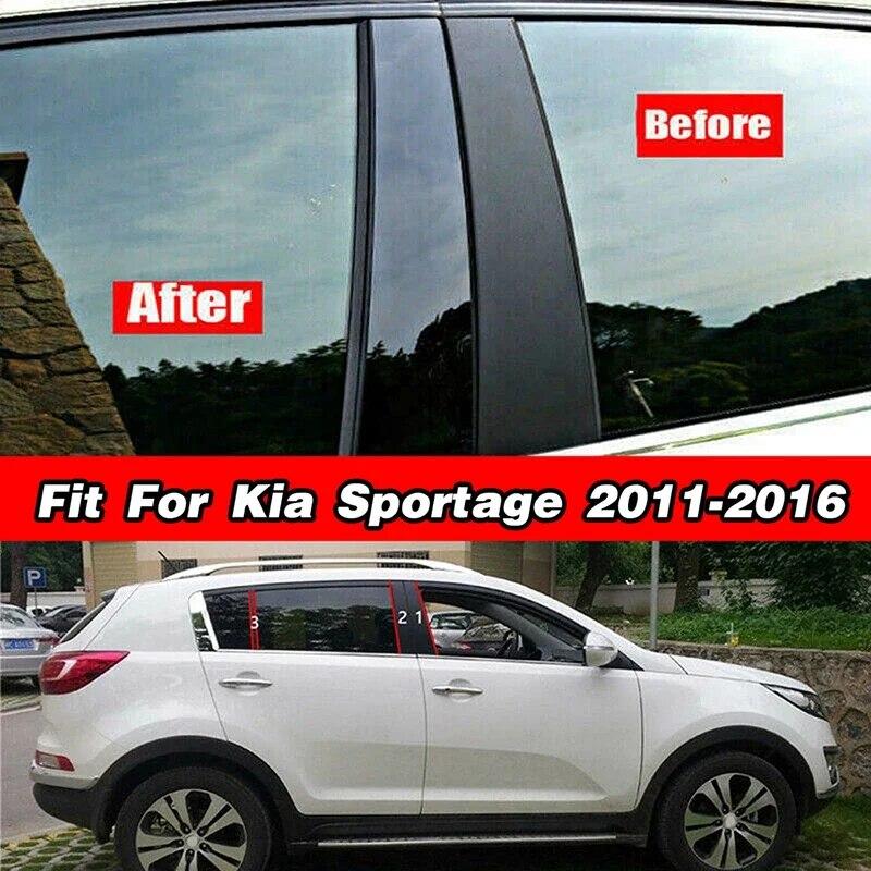 6Pcs For Kia Sportage 2011 2012 2012 2014 2015 2016 Car Glossy Black Pillar Posts Door Trim Cover Sticker Decoration Accessories