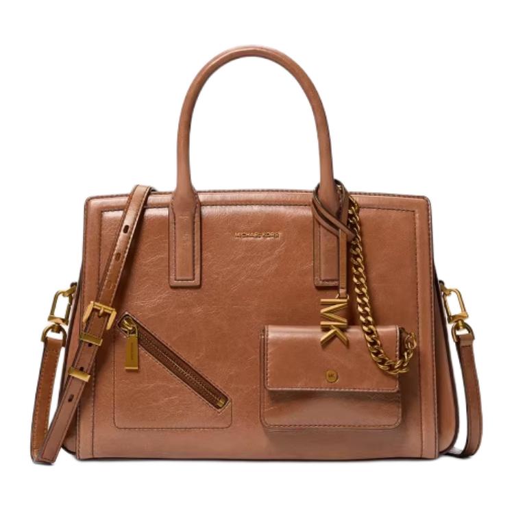 Michael Kors Laila Casual Commuter Simple Leather Tote Bag Medium Women handbags Brown 30S6A9IS2L-BROWN