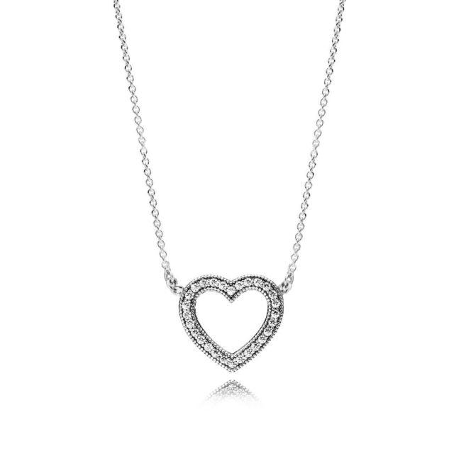 925 Sterling Silver Pan Model Hearts of Winter Forever Vintage Allure Fairytale Tiara Glamour Necklace for Women