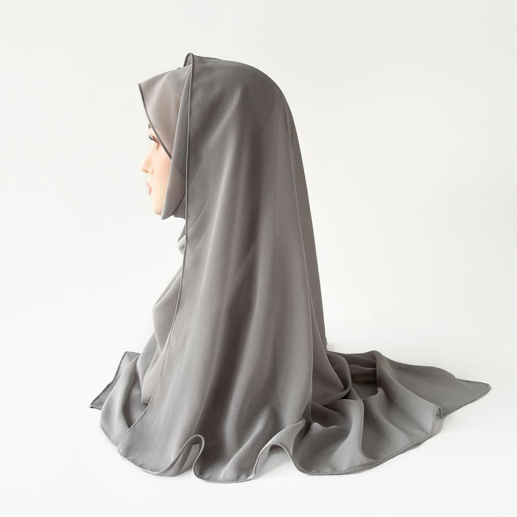 Малазийский однотонный этнический стиль атласный длинный шарф монохромный жемчужный шифоновый платок