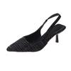 Sea Salt Blue Pointed High Heel Sandals for Women Back Hollow Half Headed Single Fashion Versatile Casual Shoes