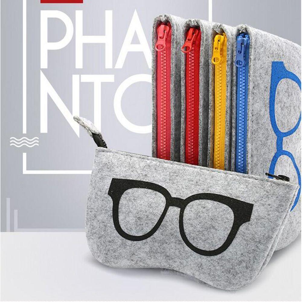 New Solid Storage Zipper Pouch Eye Glasses Bag Sunglasses Case Felt Box