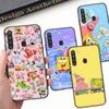 PB4 SpongeBob Patrick Black Sofe Case for iPhone 16 15 Plus 14 13 Pro 8 SE XR XS Max P30 Nova 5T Y5P Y6 Y7 Y8P Y9 Realme C30 C33 C31 VIVO Y36 V27