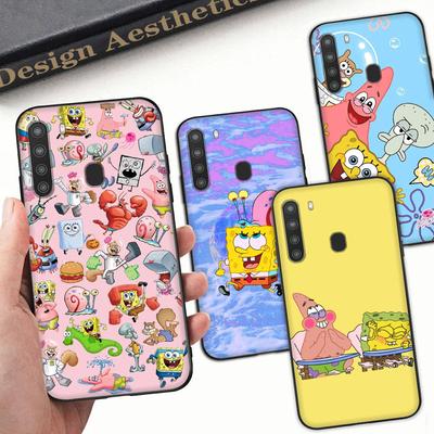 Чехол PB4 SpongeBob Patrick Black Sofe для iPhone 16 15 Plus 14 13 Pro 8 SE XR XS Max P30 Nova 5T Y5P Y6 Y7 Y8P Y9 Realme C30 C33 C31 VIVO Y36 V27