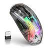 Прозрачная игровая мышь Беспроводная USB Проводная Bluetooth 3 Метод подключения RGB Подсветка Бесшумная Перезаряжаемая Беспроводная 7 Кнопок Совместимость с Mac Tablet