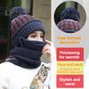 3Pcs/Set Knitting Hat Scarf Set Thickened Plush Lining Furry Ball Decor Beanie Hat Neck Warmer Detachable Face Guard Set