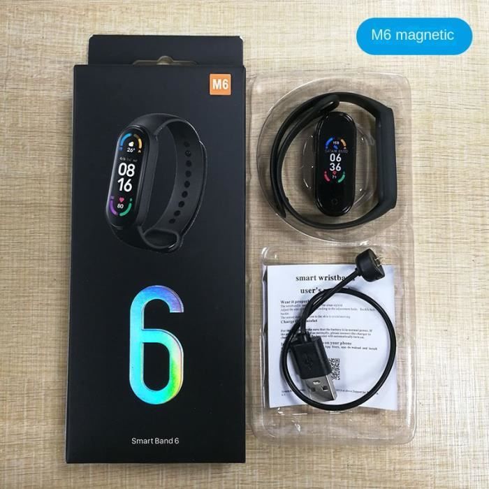 M6 Common StyleNoir-Bracelet De Sport Intelligent Croisé M6, Surveillance De La Fréquence Cardiaque Et De La