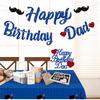 Pre-strung Happy Birthday Dad Decorations Banner Daddy Cake Topper Blue Glitter Father's Day Best Dad Ever Decor Party Supplies NO DIY