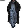 Oversized Men Long Sleeve Ruffled Casual Open Front Hooded Long Cardigan Coats