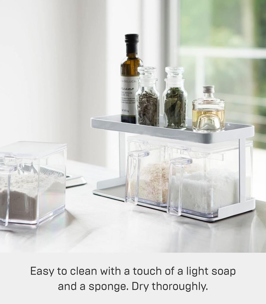 Yamazaki Jitsugyo Seasoning Condiment Condiment Stocker Rack Tower Set of 3 White 3343 &