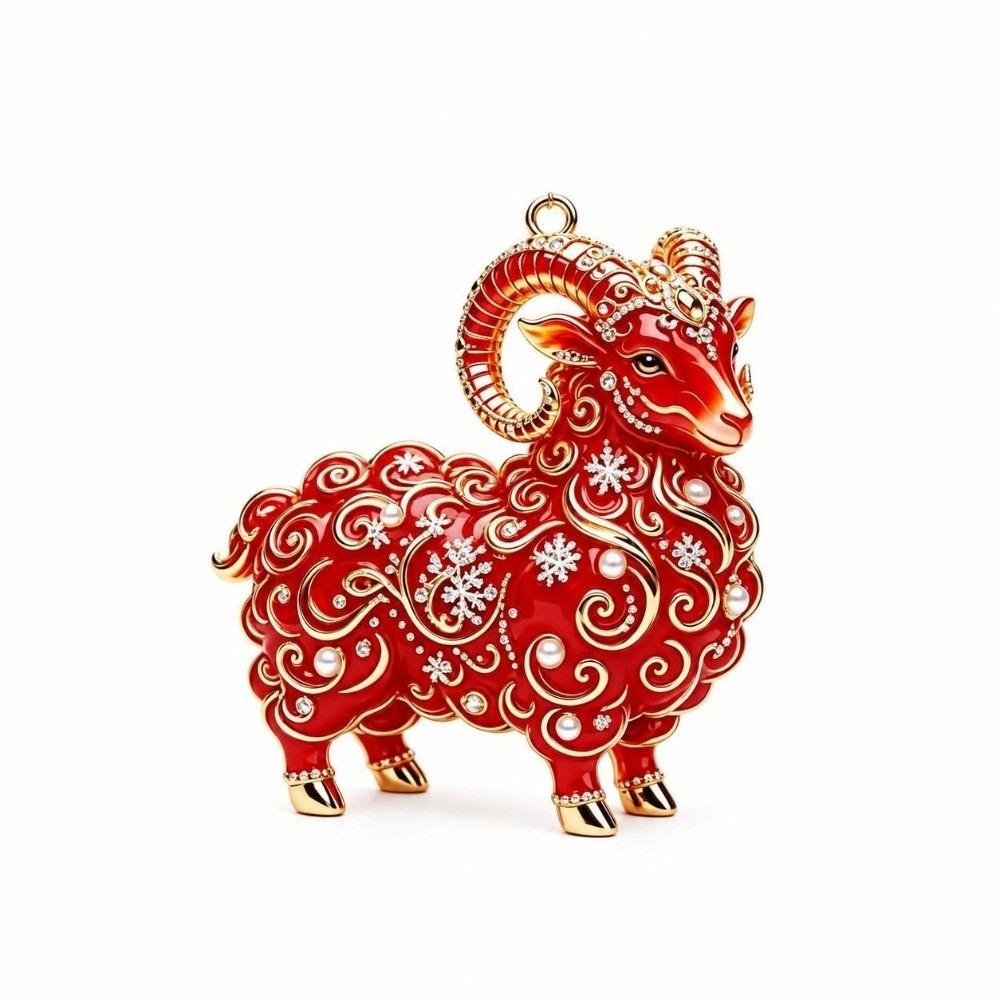Shining Xmas Tree Sheep Hanging Ornaments 2027 Year of The Sheep Keychain Holiday Party Decor