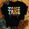 Новая футболка с принтом «Психическое здоровье» Take It Easy для мужчин и женщин, модная повседневная футболка с коротким рукавом для лета