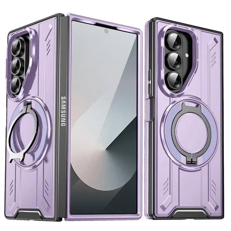 Бронированный чехол для Samsung Galaxy Z Fold 7 5G с защитой камеры-слайдера, чехол для телефона для Galaxy Z Fold 6 с магнитной подставкой-кольцом