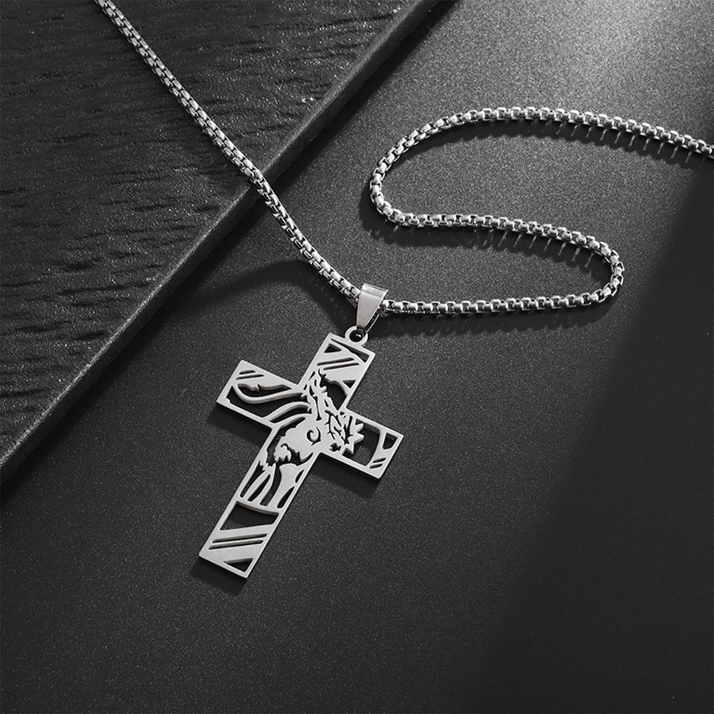 Adjustable Length Clavicle Chain Crucifix Pendant Necklace Unisex Christian Religious Neckchain Jewelry for Men Women