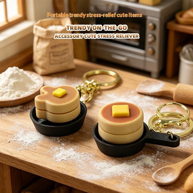 Calming Keychain Keys Finger Button Anti-Stress Toys Rabbit Cake Heart Waffles Funny Decompression Gifts For Children Adults