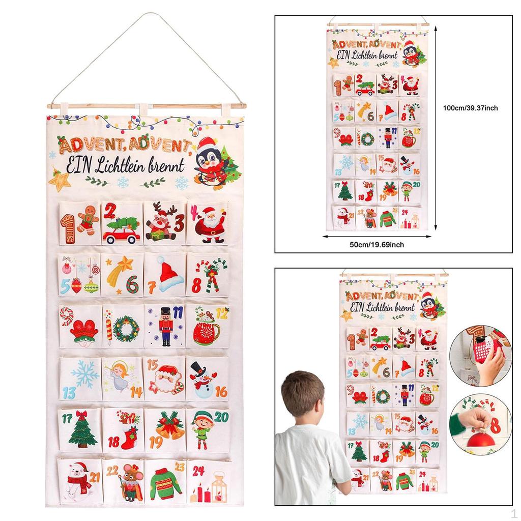Hanging Storage Bag Christmas Advent Calendar Party Favors To Fill Candies Gifts 24 Days Count Down