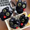 Cute Bell Black Cat Squeak Plush Doll Keychain Pendant Lanyard Stuffed Toy Backpack Charm Bag Ornament Couple Accessory Kid Gift