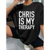 Европейский размер CHRIS Is My Comedy Графическая женская футболка | Имя Цитата Круглый вырез Короткий рукав Мягкая Дышащая Всесезонная Удобная Повседневная футболка