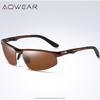 AOWEAR Роскошные Без Оправы Зеркальные Солнцезащитные Очки Мужские Поляризационные Спортивные Уличные Солнцезащитные Очки Ретро UV400 Антибликовые Очки для Вождения
