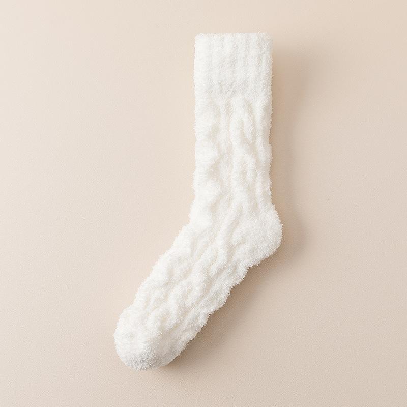 Женские осенне-зимние теплые и толстые однотонные носки-трубы для сна