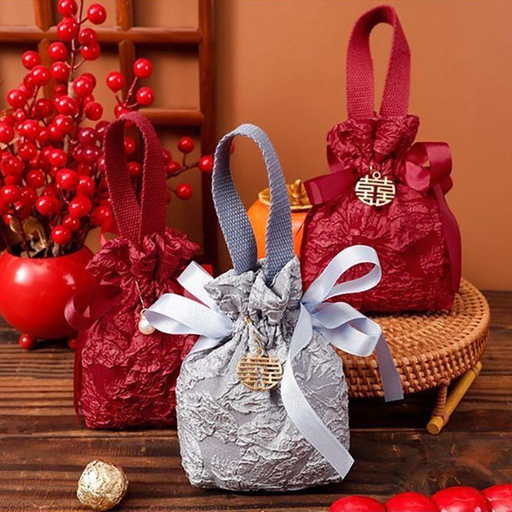 Тканевая сумка-тоут с тиснеными цветами, подарочная упаковочная сумка для помолвки/свадьбы