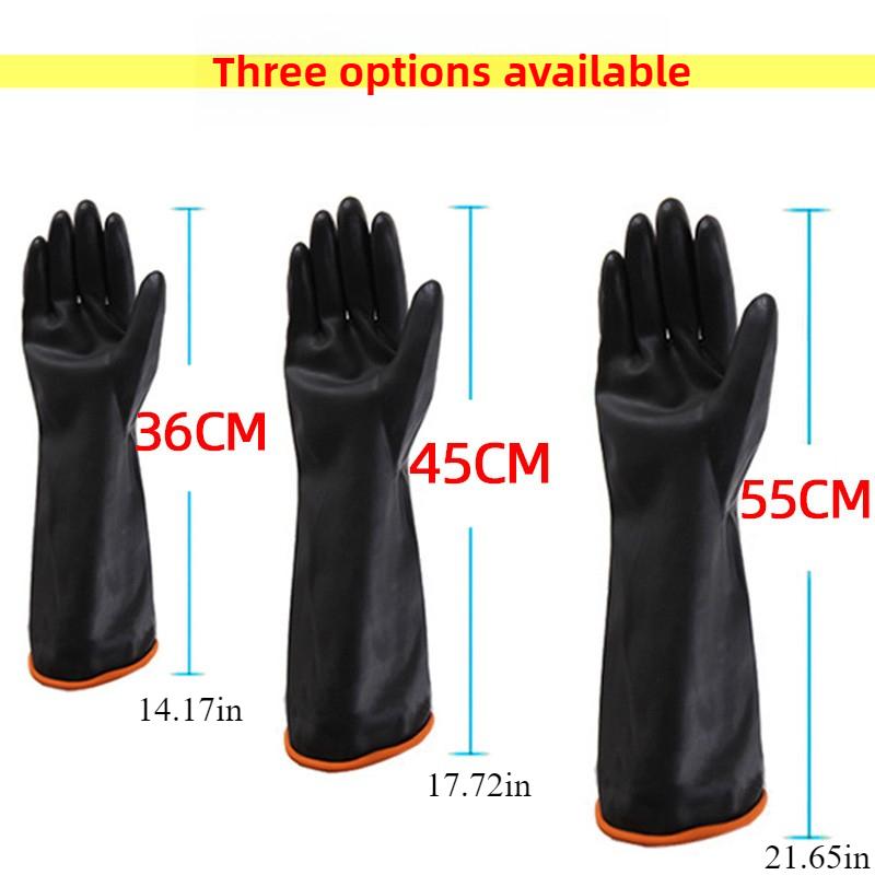Wood Acid and Alkali Resistant Gloves Black double-layer lengthened and thickened rubber industrial chemical protection gloves