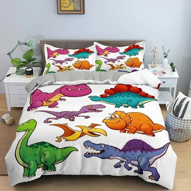 Cartoon Dinosaur Jurassic World Theme Bedding Set Boys Girls Twin Queen Size Duvet Cover Pillowcase Bed Kids Adult