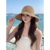 Straw Bucket Hat Summer Breathable Face Small Bucket Hat Big Brim Sunshade Sun Protection Seaside Straw Hat