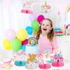 9pcs Rainbow Unicorn Honeycomb Balls Party Table Decorations Paper Fan Set Birthday Party Baby Shower Decor Desktop Supplies