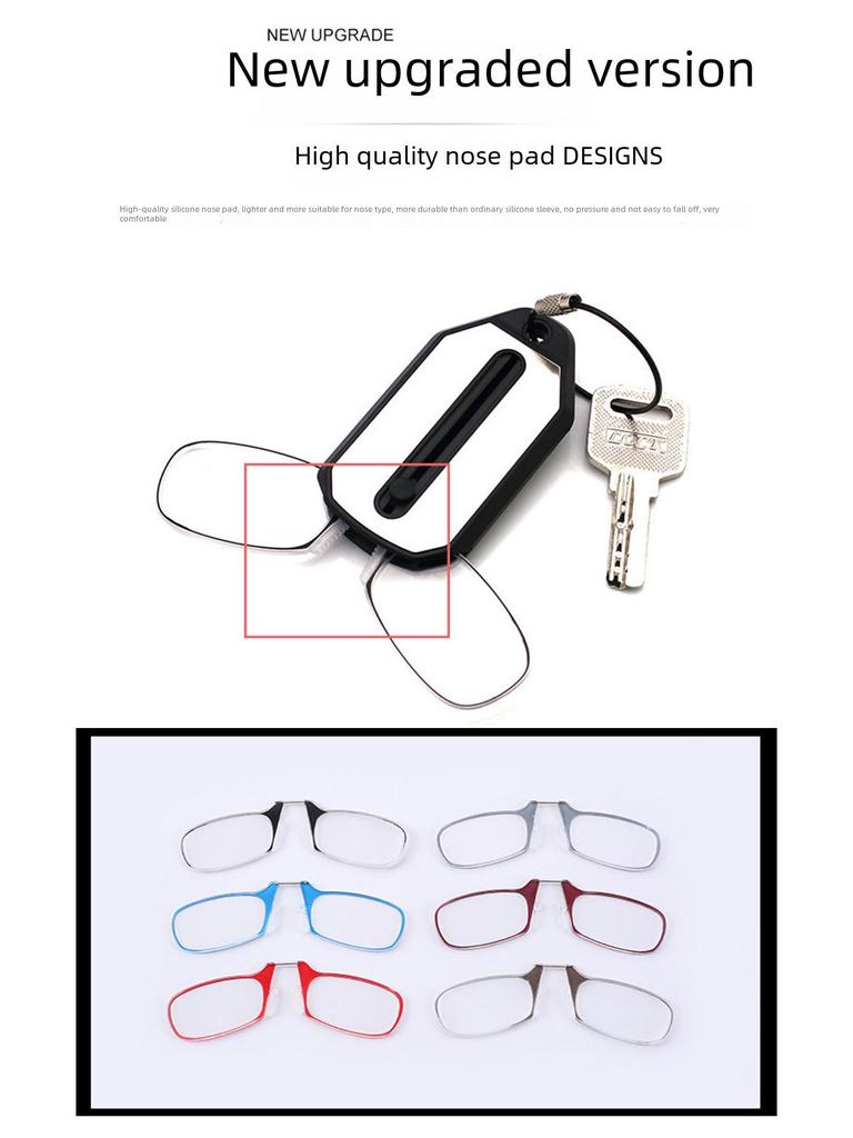 Ultra-Thin Foldable Pince-Nez Reading Glasses with Keychain - Unisex Portable Card-Style Design