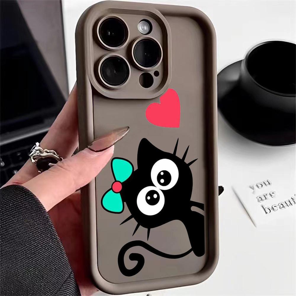LZ11 cat милый художественный дизайн силиконовый чехол для телефона iPhone 11 13 14 15 16 Pro Max 7 8 16 Plus 12 mini XS Max XR противоударный задний чехол
