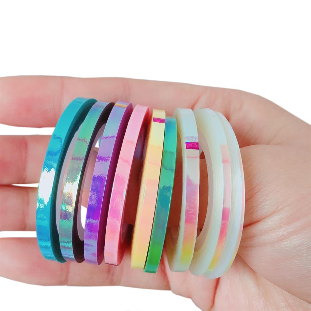 18 шт. ярких цветов для дизайна ногтей, полосатые ленты, наклейки для ногтей, аксессуары для дизайна ногтей, украшения