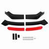 6PCS Front Bumper Lip Separator With Red Front Lip Glossy Black Bumper Lip Diffuser Splitter