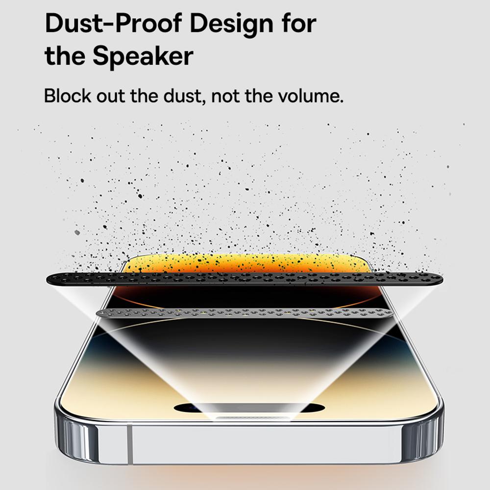BASEUS Серия Corning для iPhone 15 Pro Защитная пленка для экрана с защитой от шпионажа Полное покрытие Пленка из стекла Corning Gorilla (с пылевым фильтром)