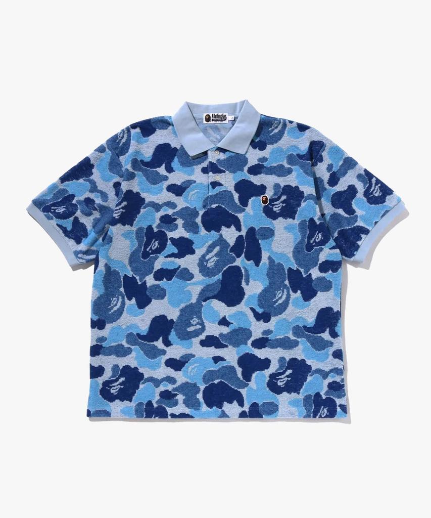 Beipeu Abc Camo Pile Jacquard Relaxed Fit Polo Shirt (M) Blue
